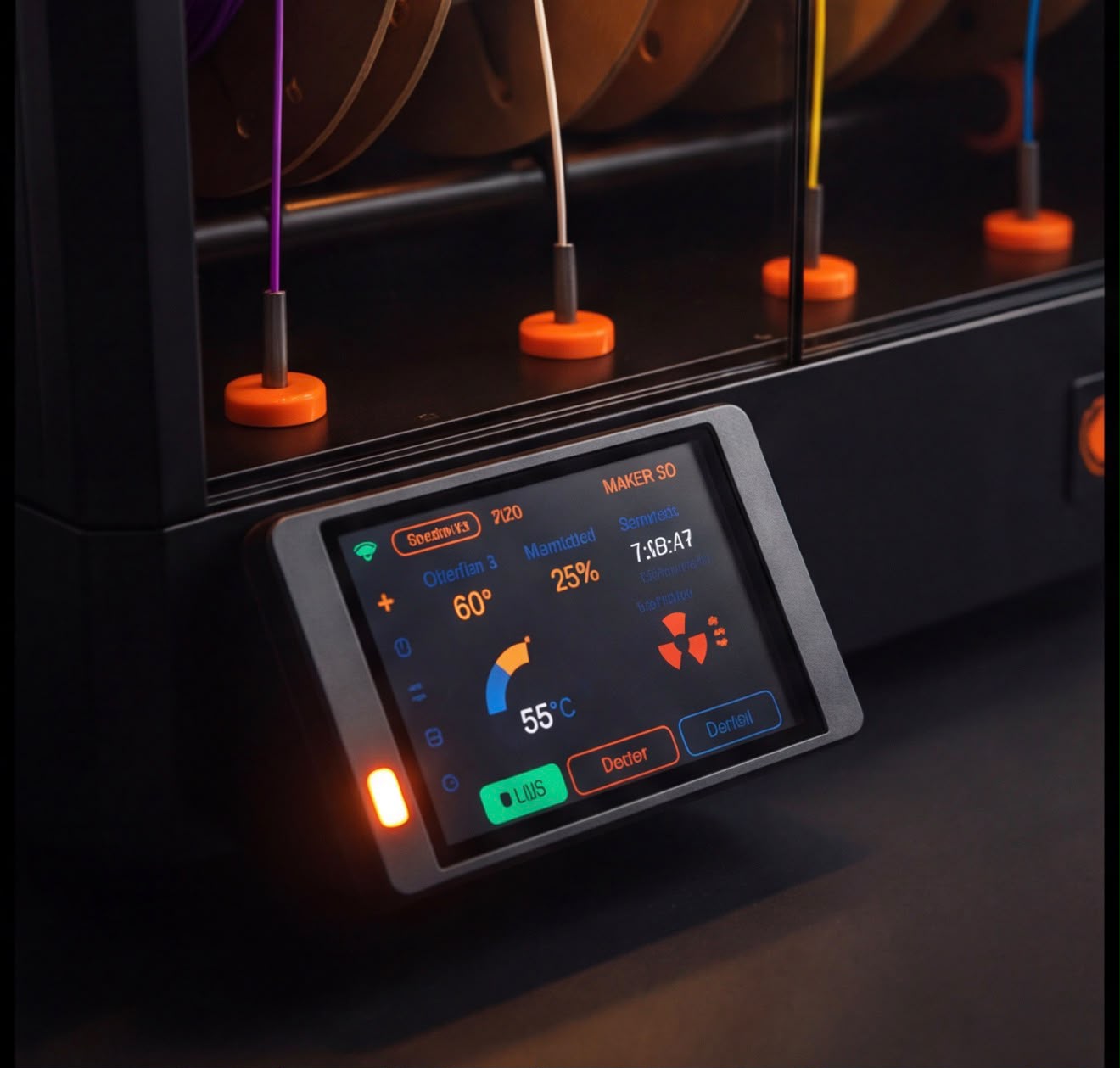 Detalhe da interface de controle touch da Sentry